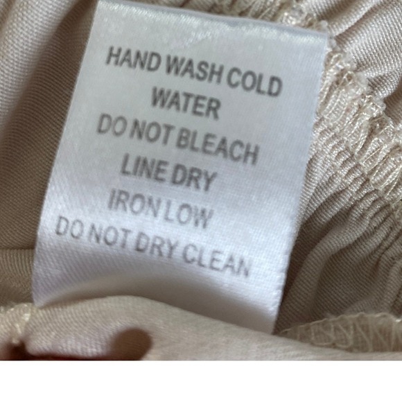 Hyfve Women Boho Babydoll Fairy Top Long Sleeve S Beige Crop Peasant Smocked - Picture 9 of 10